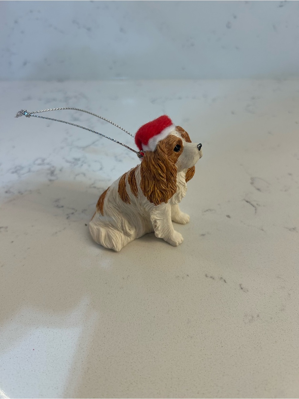 Sandicast Cavalier King Charles Ornament with Red Santa Hat - Picture 2 of 6